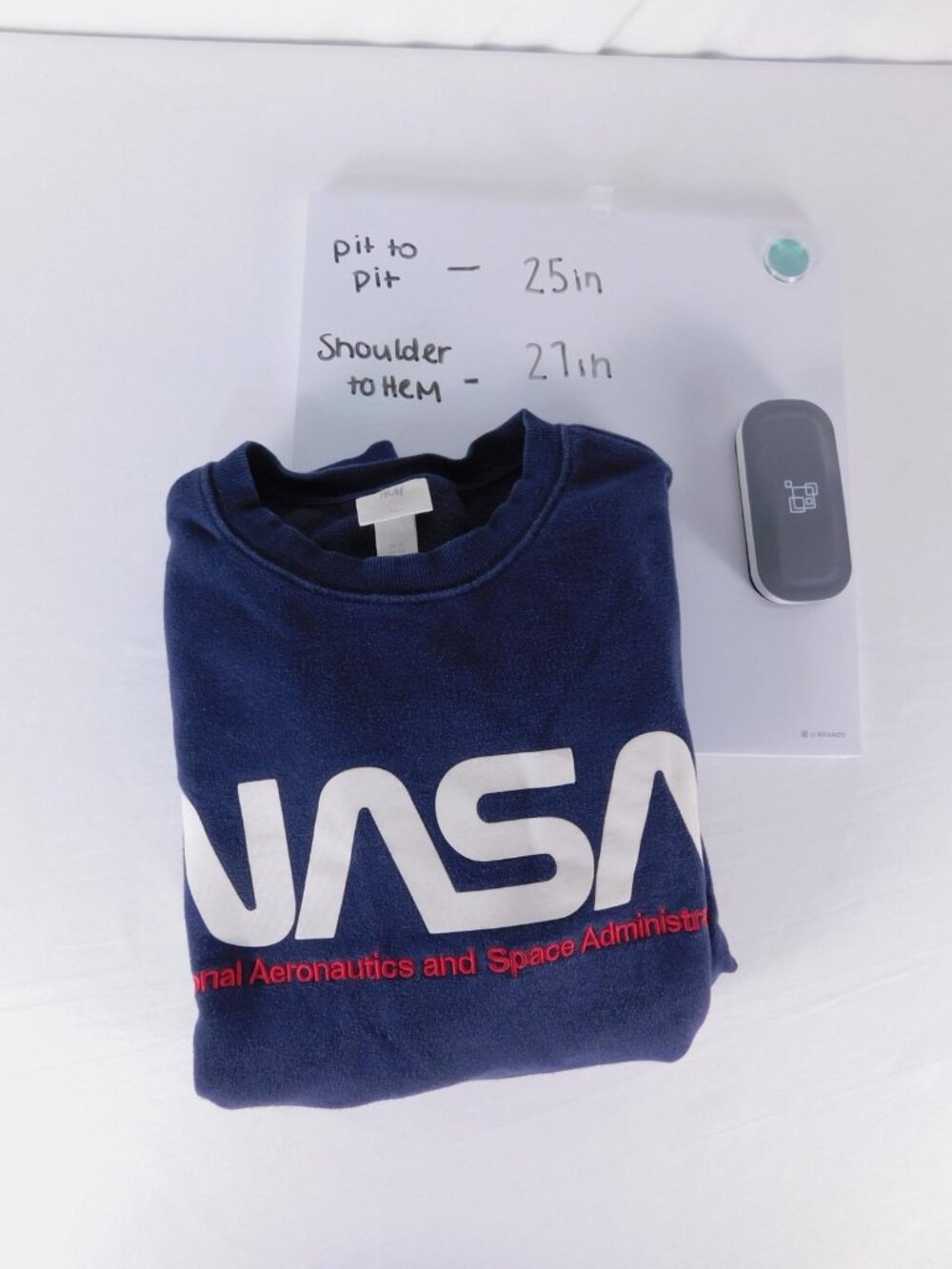 H&M Sweatshirt Mens XL Blue NASA Space Logo USA Flag Fleece Crew Neck Pullover - Picture 10 of 10